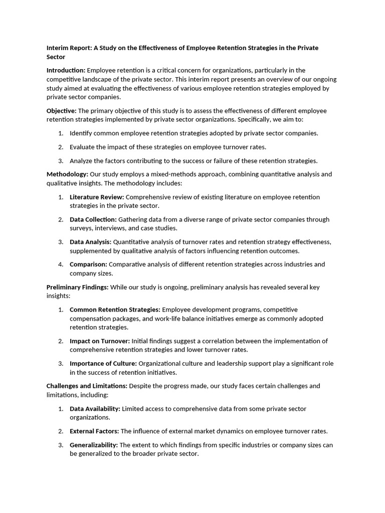 Interim Report | PDF | Employee Retention | Methodology
