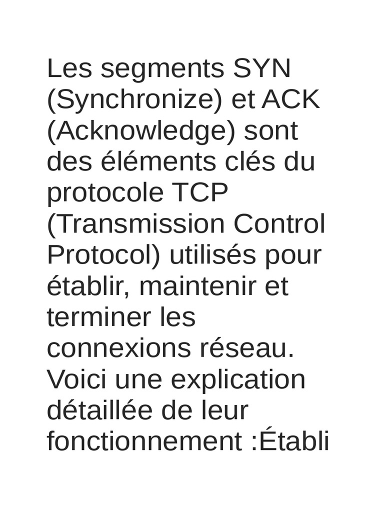 Fonctionnement des segments SYN et ACK | PDF | Protocole de contrôle de ...