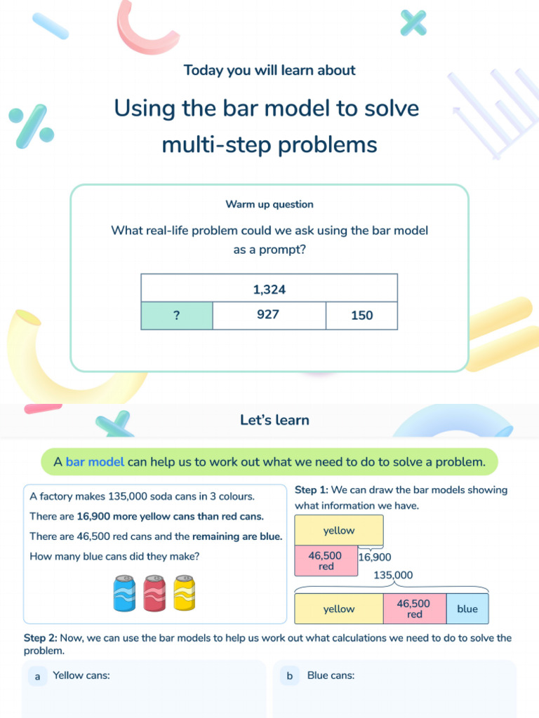 Y6 Using Bar Models To Solve Multi-Step Problems | PDF