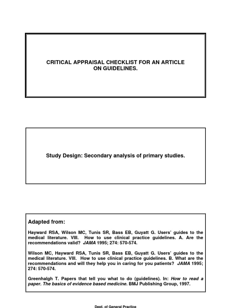 JAMA Critical Appraisal Checklist | PDF | Health Economics | Service ...