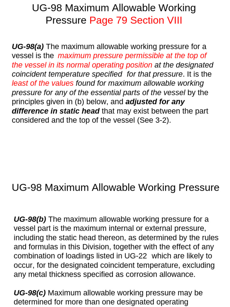 UG-98: Maximum Allowable Working Pressure | PDF | Science & Mathematics ...