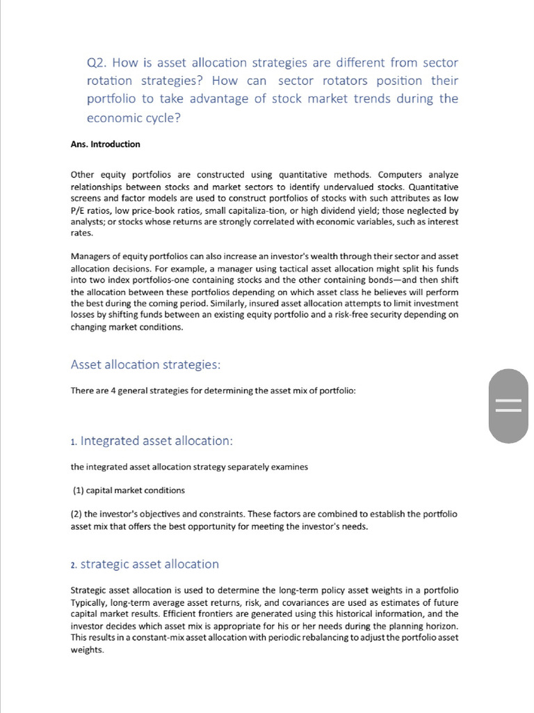 Asset Allocation Strategy | PDF