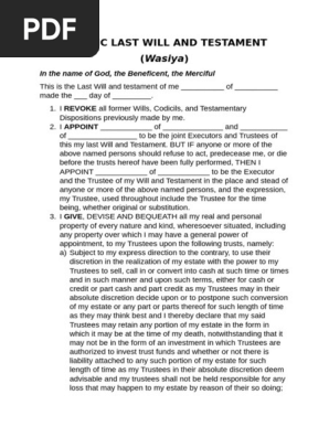 ISLAMIC LAST WILL AND TESTAMENT