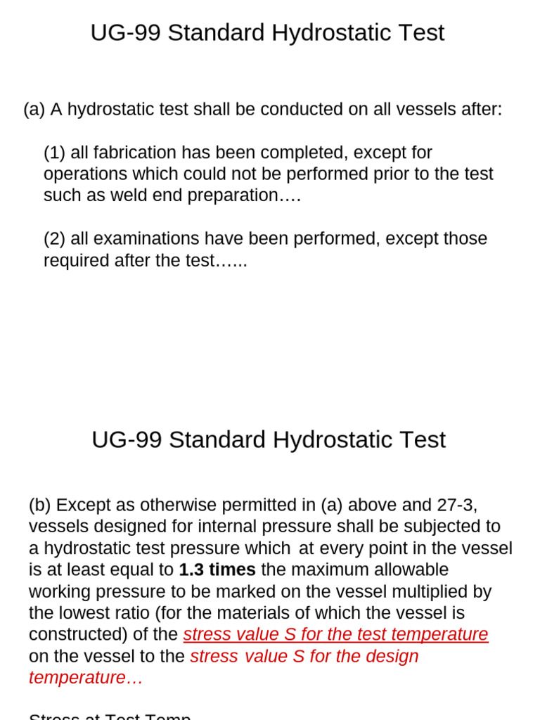 Hydrostatic Test Pressure Calculation | PDF | Pressure | Mechanical ...