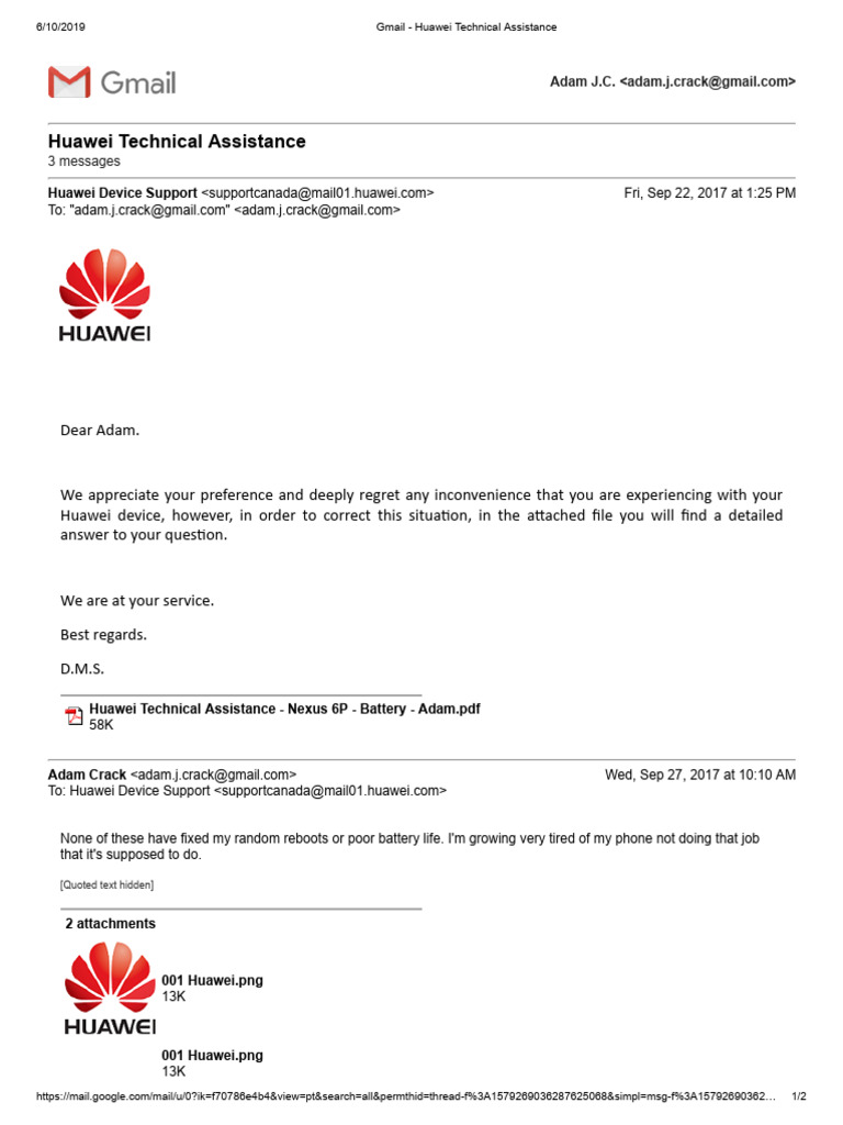 Huawei Device Support Inquiry Response | PDF | Business | Computers