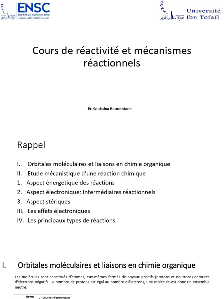 Réactivité et Mécanismes en Chimie | PDF | Orbitale moléculaire ...