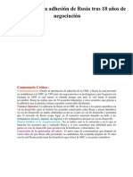 OMC Aprueba La Adhesión de Rusia Tras 18 Años de Negociación Majo