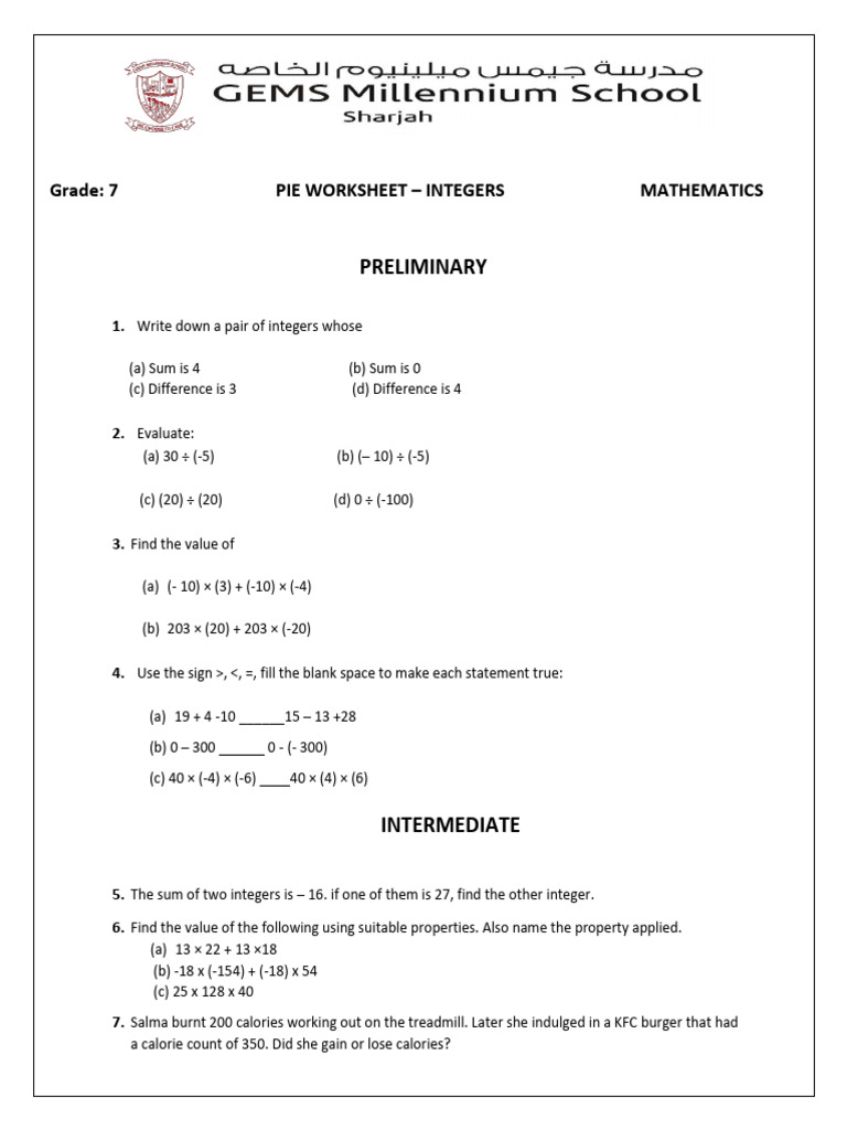 Integers Pie | PDF | Mathematics | Arithmetic