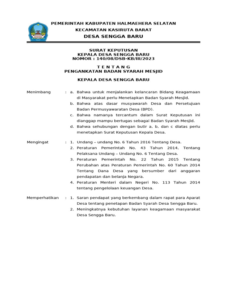 Pengangkatan dan Pemberhentian Badan Syarah | PDF