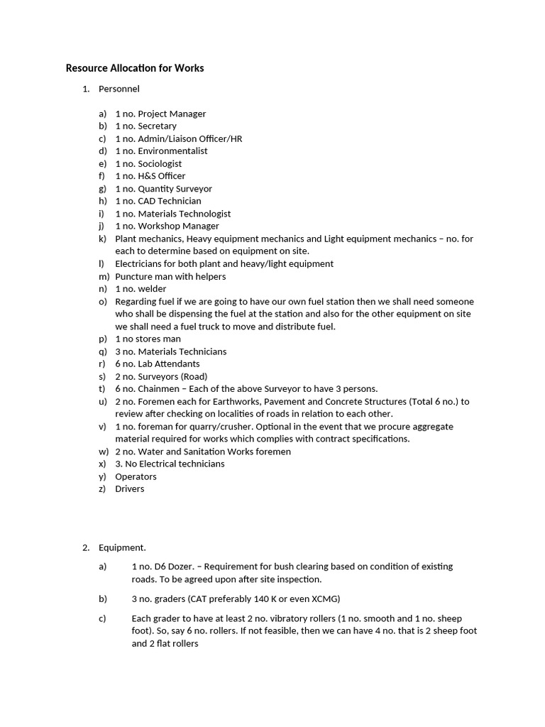 Resource Allocation For Works TransNzoia KUSIP | PDF | Construction ...