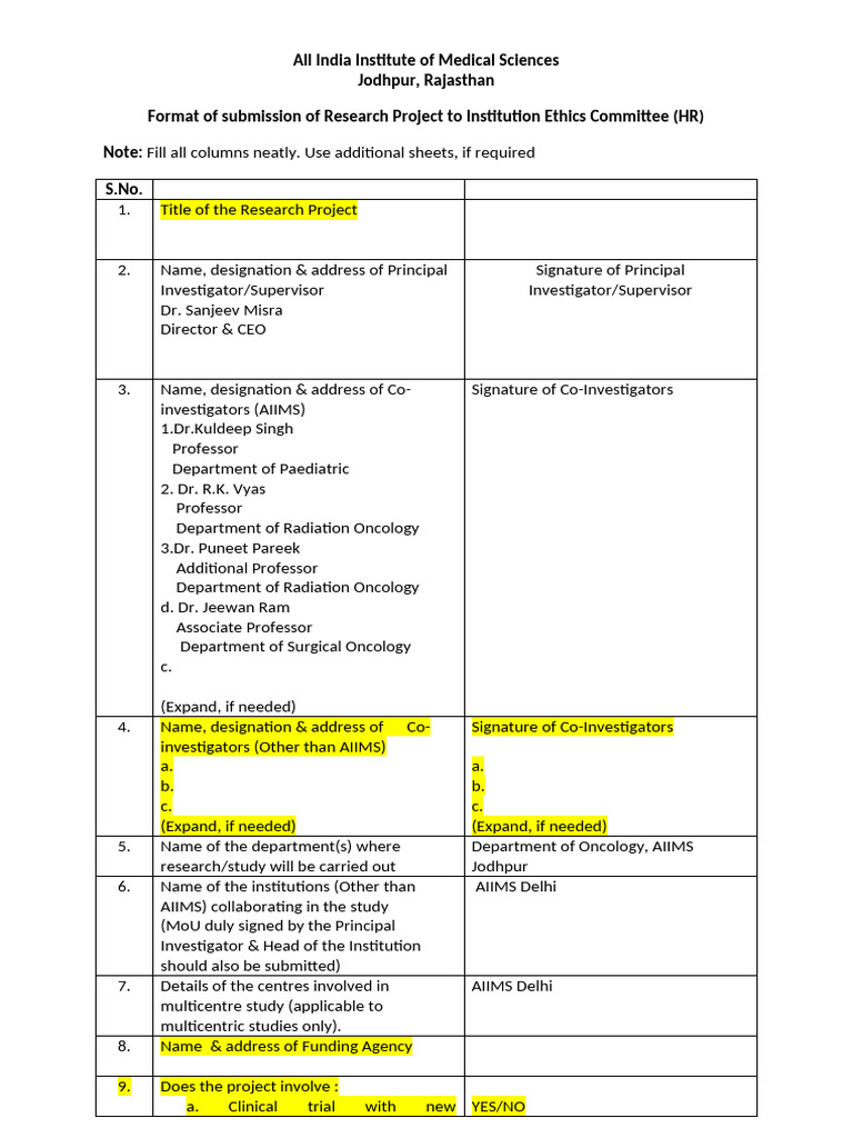 Research Project Submission Guidelines | PDF | Informed Consent ...