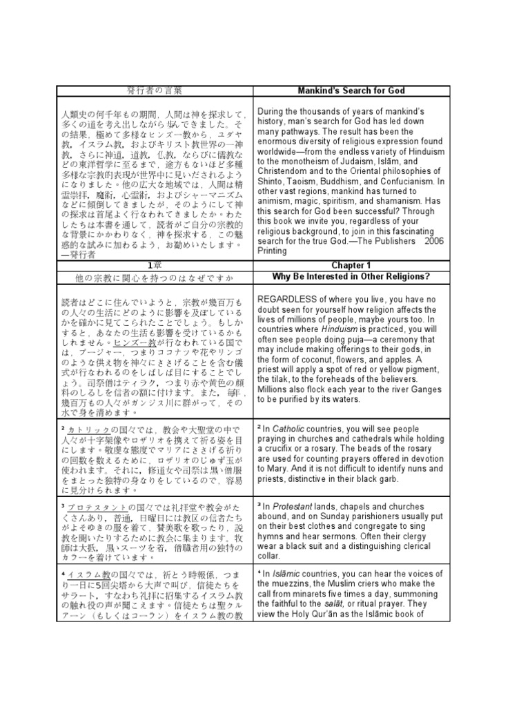 Japanese English Jehova Witness Mankind S Search For God