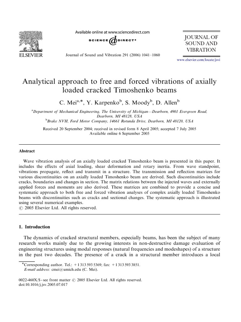 Analytical Approach To Free and Forced Vibrations of Axially Loaded