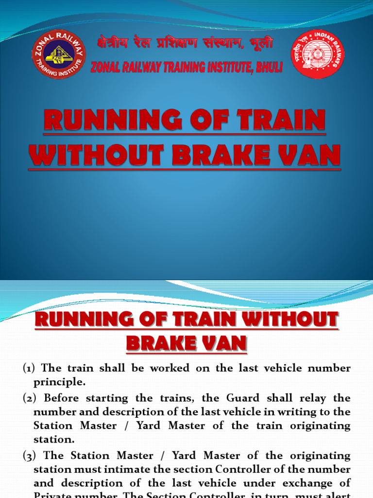 Train Operations Without Brake Van | PDF | Vehicles | Train