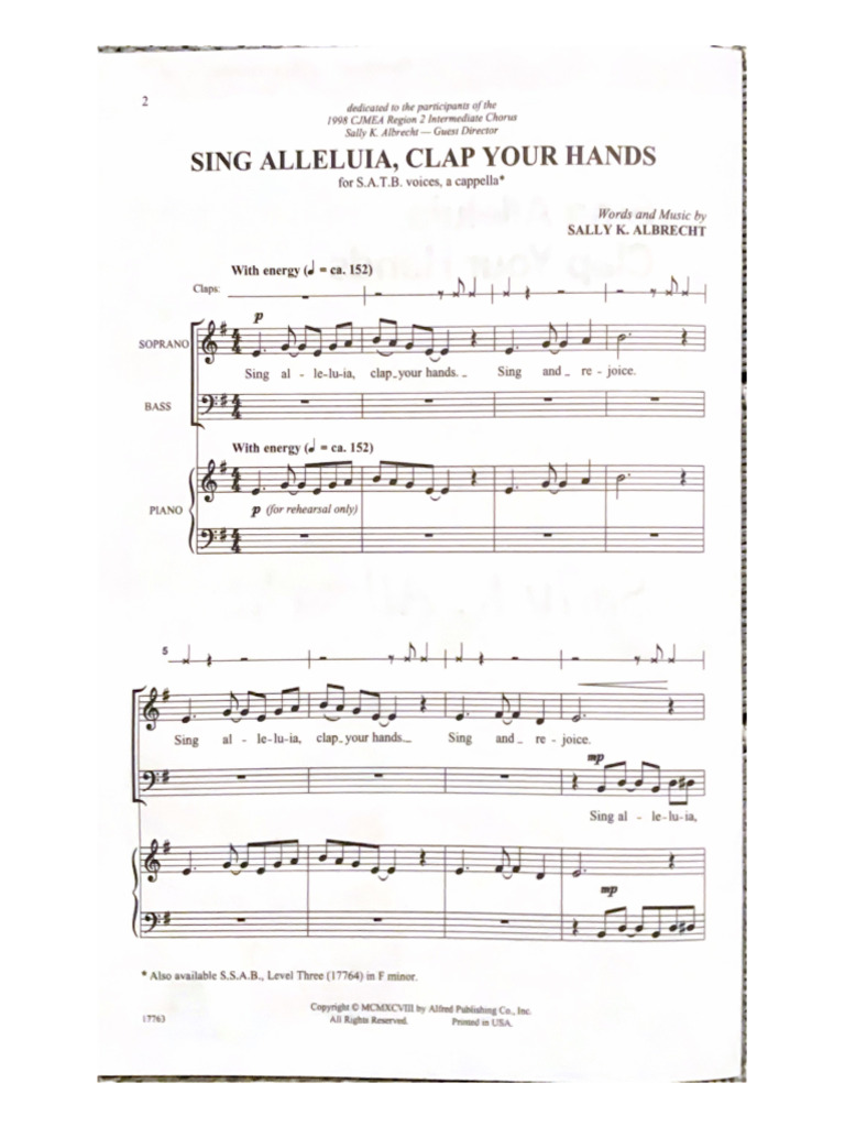 Sally K. Albrecht SING ALLELUIA, CLAP YOUR HANDS PDF