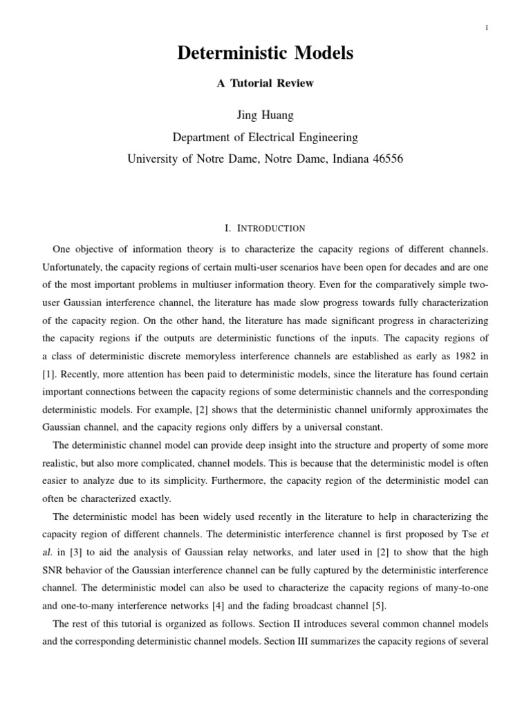Deterministic Models in Information Theory | PDF | Channel ...
