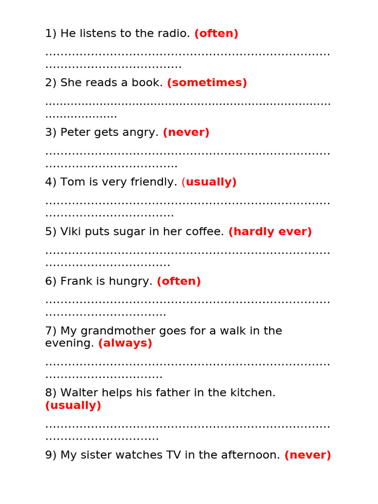 Adverbs of Frequency | PDF | Language Arts & Discipline | Home & Garden