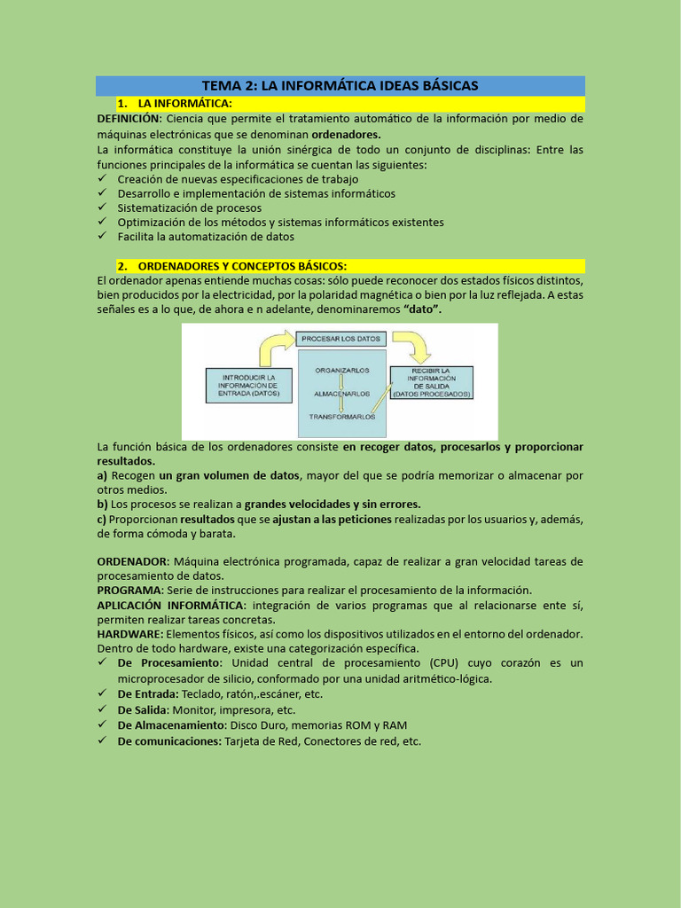 Apuntes Tema 2 | PDF | Hardware de la computadora | Informática
