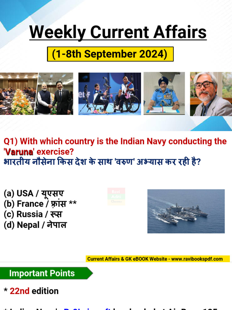 Weekly Current Affairs: Sept 1-8, 2024 | PDF | United Arab Emirates