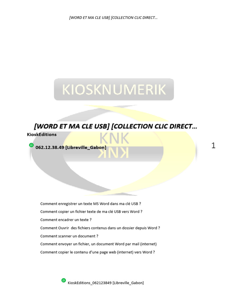 Guide d'utilisation de Word et clé USB | PDF | Microsoft Word | Clé USB