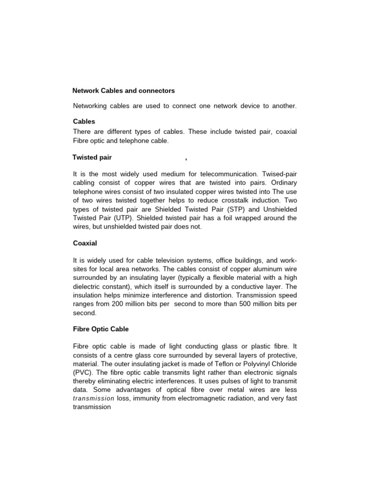 Networking Cables Connectors Guide Pdf Usb Electrical Connector