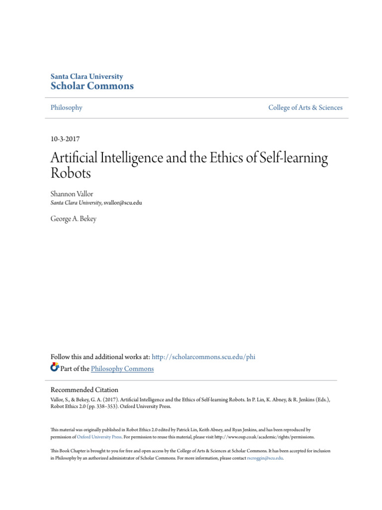 Artificial Intelligence and The Ethics of Self-Learning Robots | PDF ...