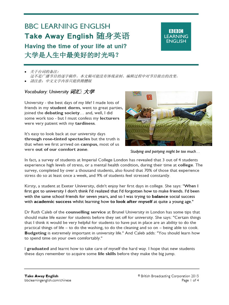 University Life: Balancing Fun and Stress | PDF