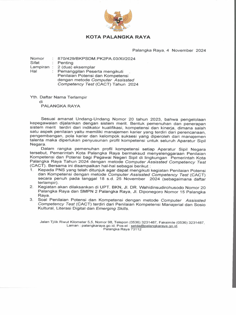 Pemanggilan CACT Batch 2 | PDF