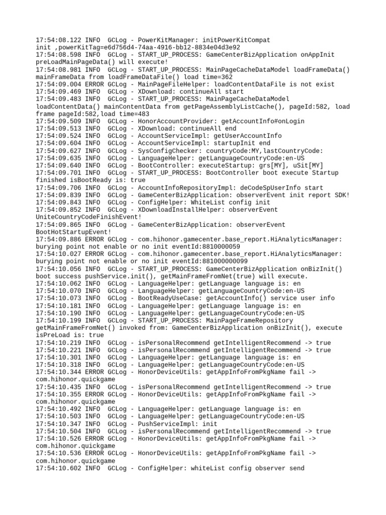 GameCenterBizApplication Startup Log | PDF | Network Architecture ...