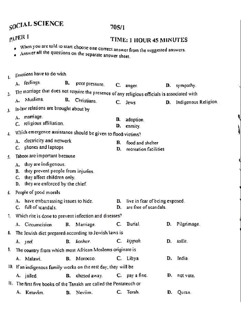 Exam6 Socialsciencepaper1 | PDF