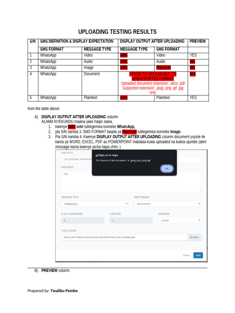 WhatsApp Upload Testing Results | PDF | Digital Technology | Computing
