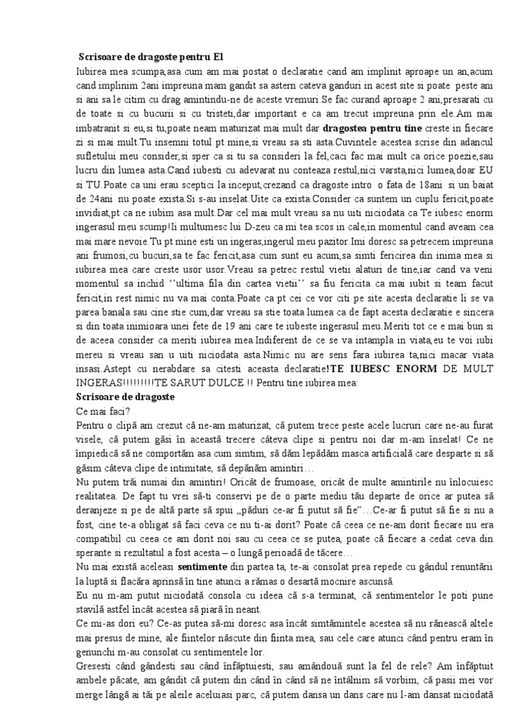 Scrisoare de Dragoste Pentru El