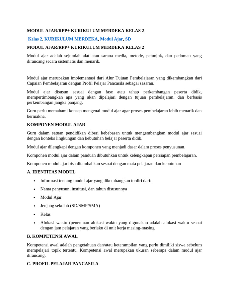 Modul Ajar Kelas 2 Kurikulum Merdeka | PDF