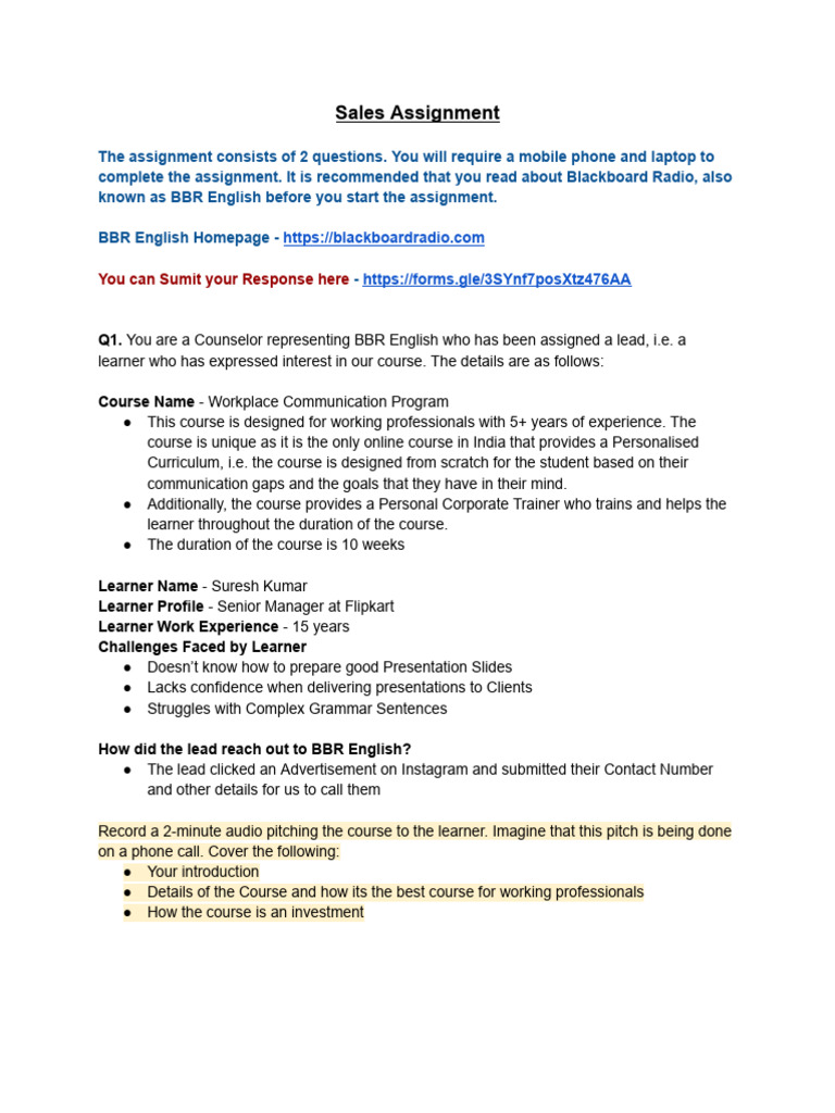 BBR English Assignment - Sales | PDF | Communication | Human Communication