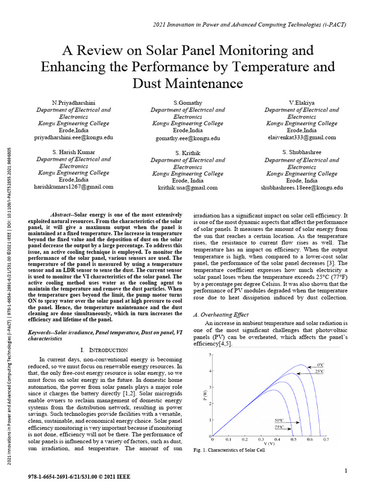 Enhancing Solar Panel Efficiency via Monitoring | PDF | Photovoltaics ...