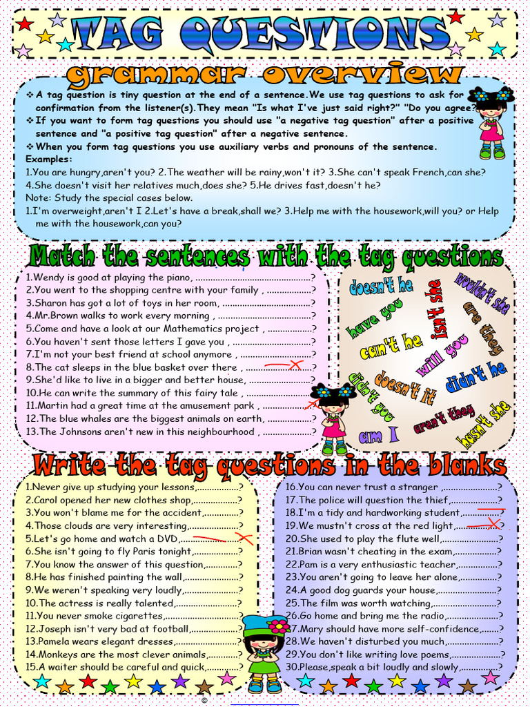 Tag Questions 1 | PDF | Semantic Units | Syntax