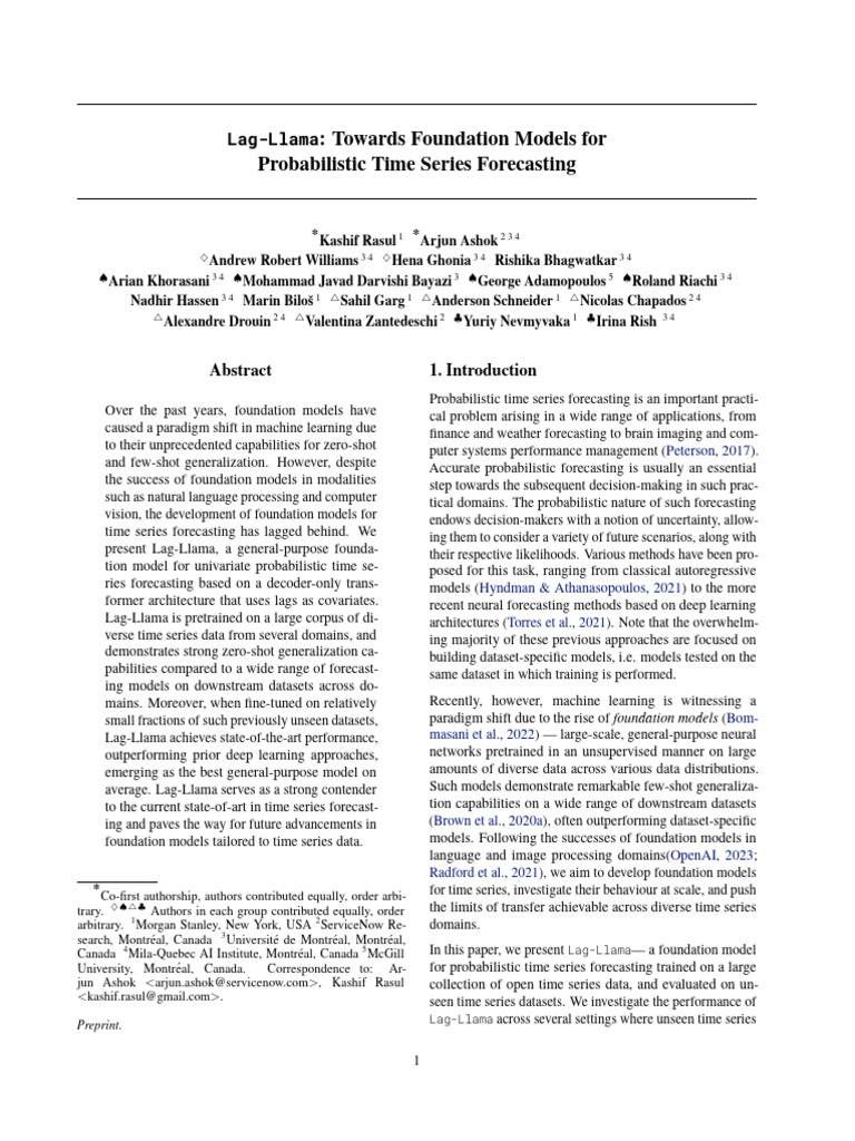 Lag-Llama: A Foundation Model for Time Series Forecasting | PDF | Time ...