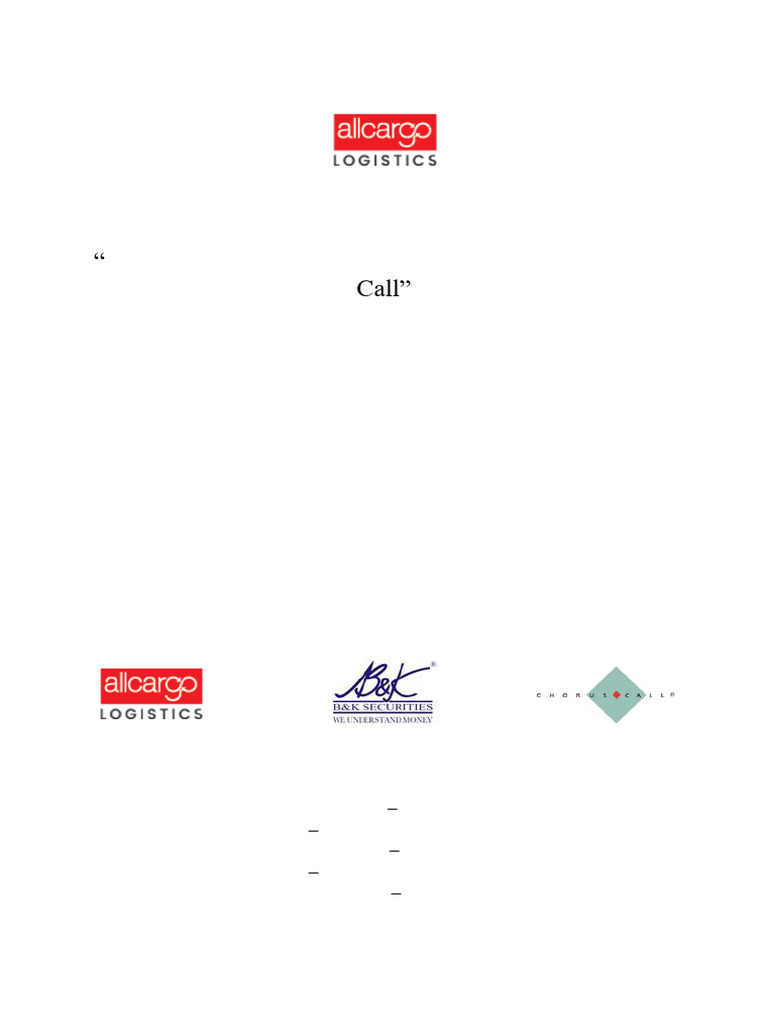 Investors' Q1 FY24 Earnings Call | PDF | Logistics | Profit (Economics)