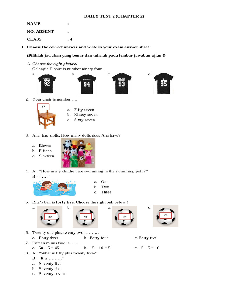 Daily Test 2 for Grade 4 Students | PDF