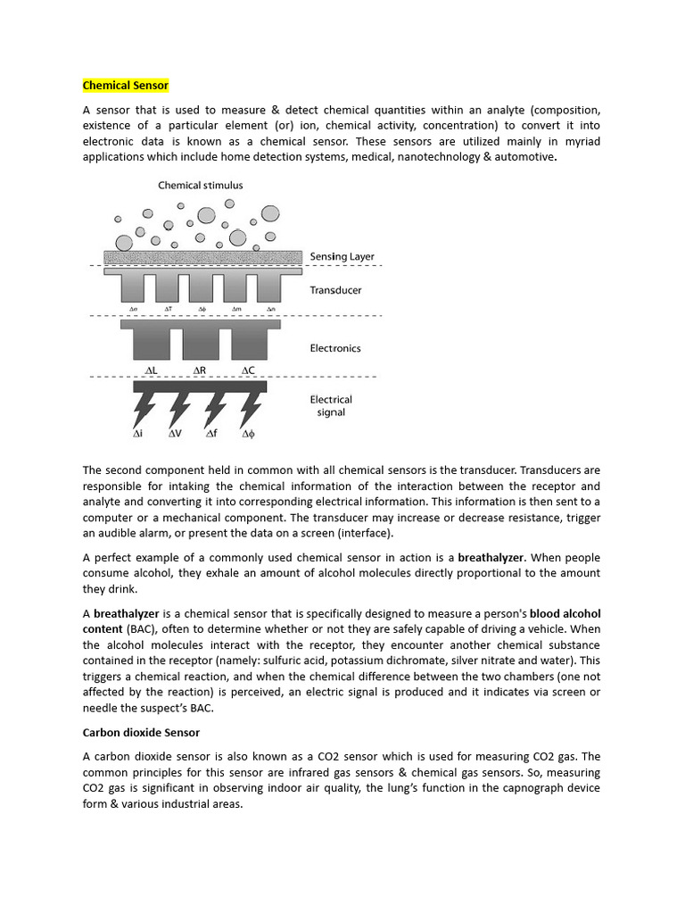 Unit 04 Chemical Sensor | PDF | Sensor | Analog To Digital Converter