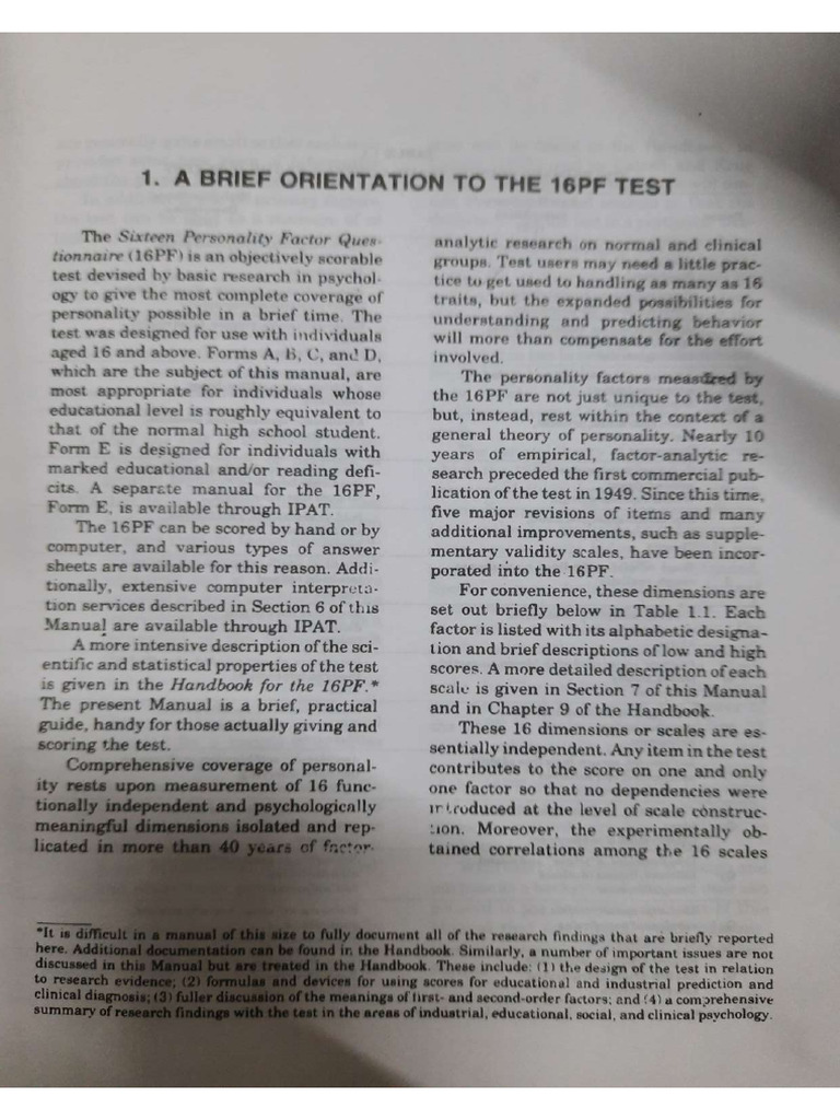 16 PF Manual (Full) | PDF