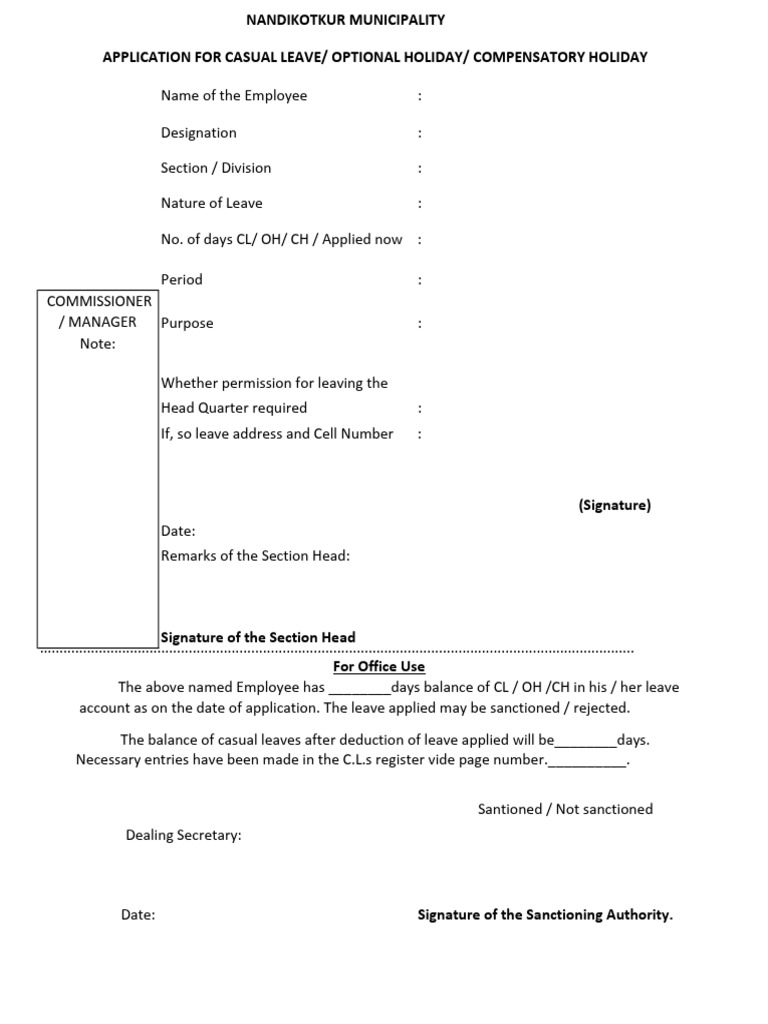 Employee Leave Application Form | PDF