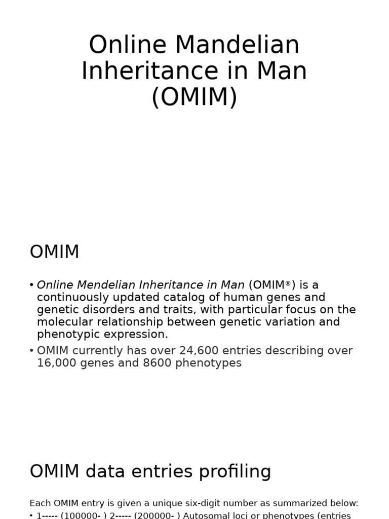 Online Mandelian Inheritance in Man (OMIM) | PDF | Dominance (Genetics ...