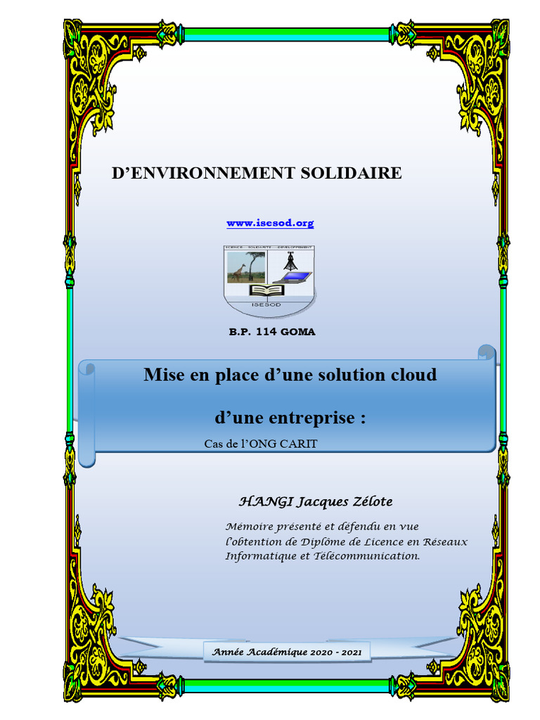 Solution Cloud pour Caritas Goma | PDF | Cloud computing | Virtualisation