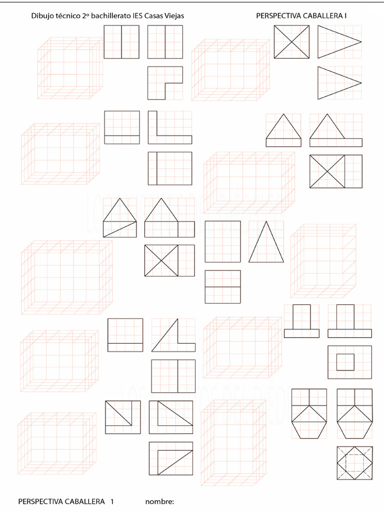 Perspectiva Caballera: Ejercicios y Soluciones | PDF | Dibujo técnico ...