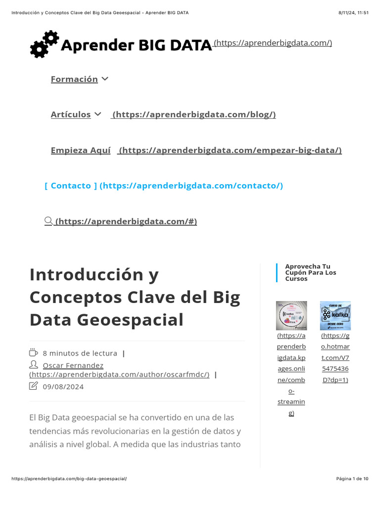 Introducción al Big Data Geoespacial | PDF | Big Data | Internet de las ...