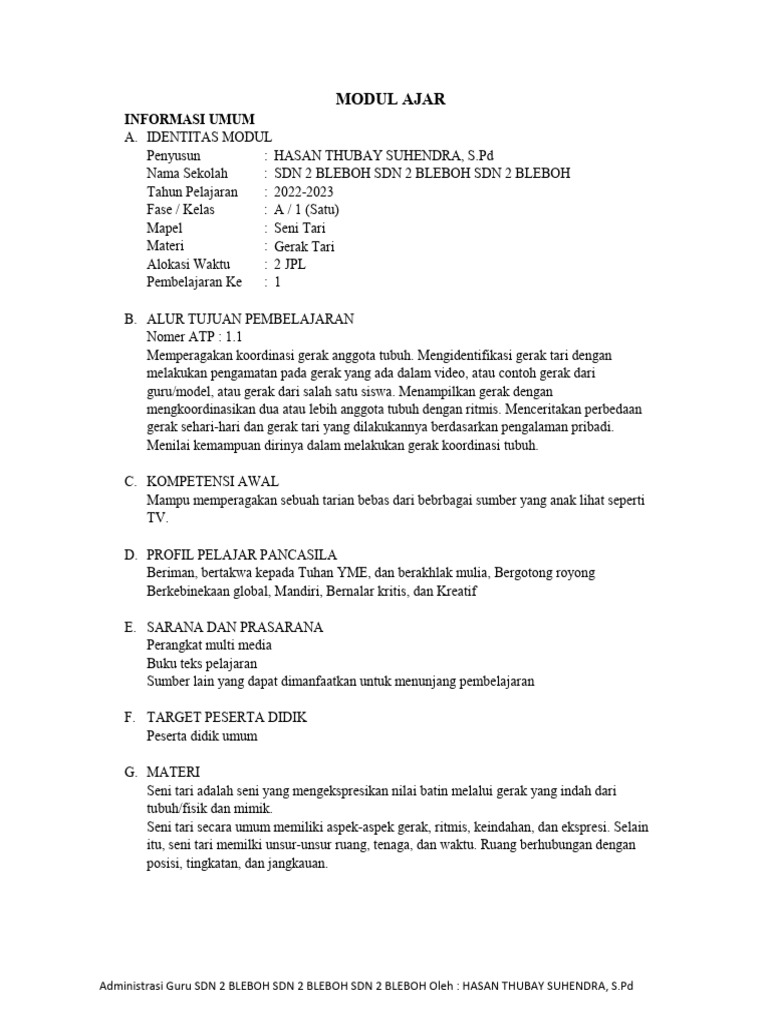 Modul Ajar PB 1 | PDF | Kajian Bahasa Asing