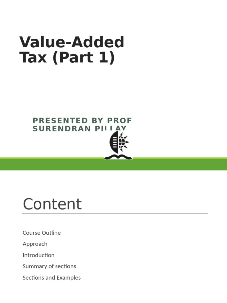 Lecture 1 VAT Slides | PDF | Value Added Tax | Taxes