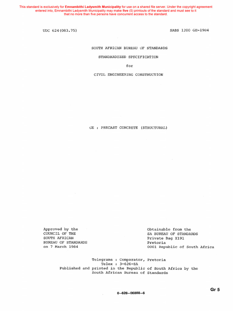Sans 1200 Ge | PDF | Concrete | Precast Concrete