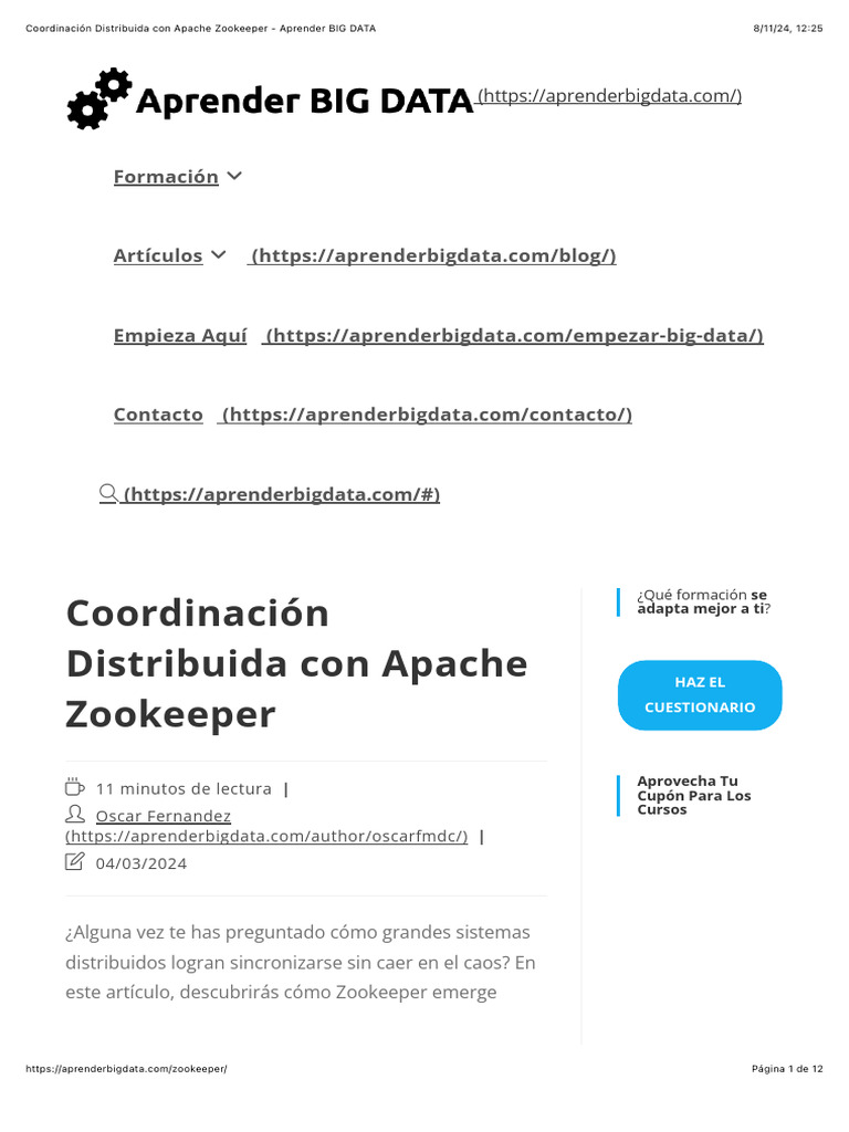 Coordinación Distribuida Con Apache Zookeeper - Aprender BIG DATA | PDF ...